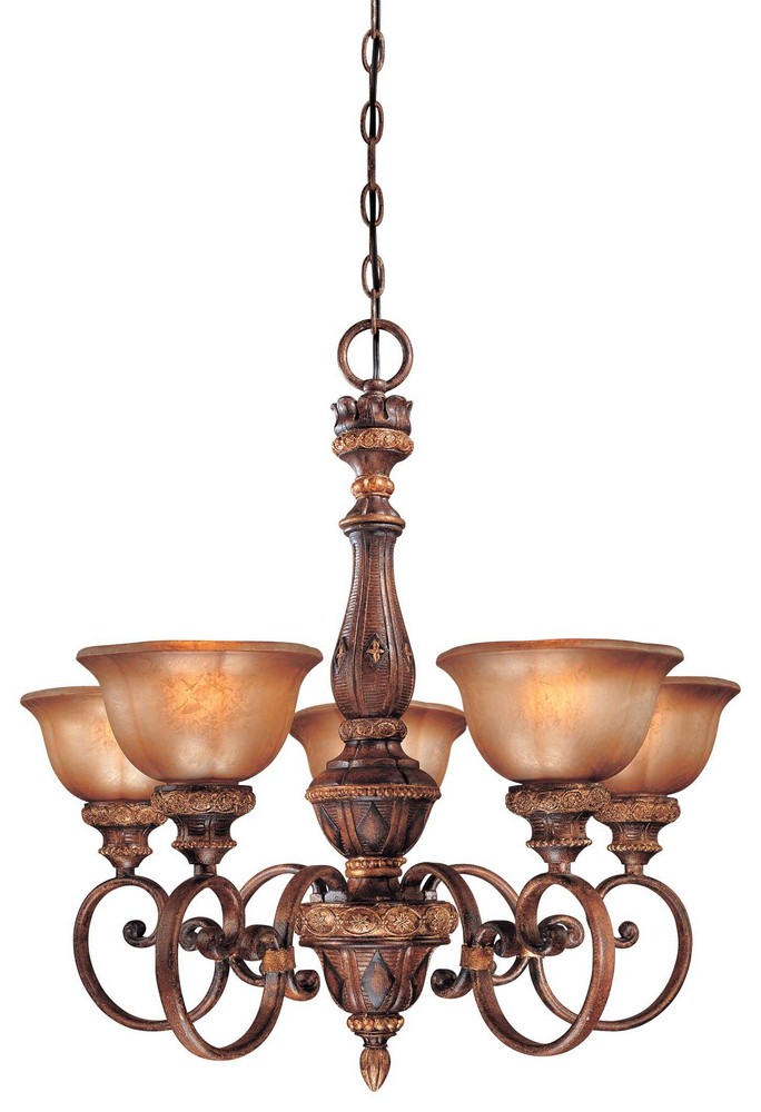 Minka Lavery-1355-177-Illuminati - Chandelier 5 Light Bronze in Traditional Style - 28 inches tall by 28 inches wide   Bronze Finish with Silver Patina Glass