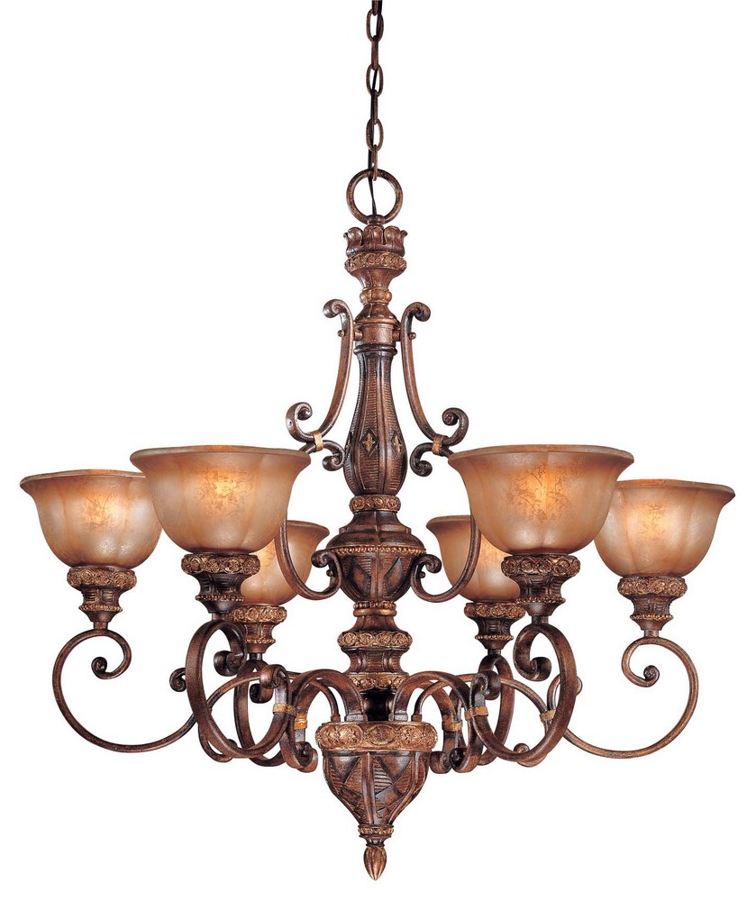 Minka Lavery-1356-177-Illuminati - Chandelier 6 Light Bronze in Traditional Style - 33.5 inches tall by 33.25 inches wide   Bronze Finish with Silver Patina Glass