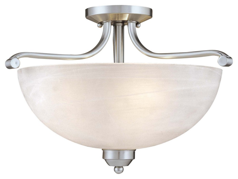 Minka Lavery-1424-84-Paradox - 3 Light Semi-Flush Mount in Transitional Style - 12 inches tall by 17 inches wide   Brushed Nickel Finish with Etched Marble Glass