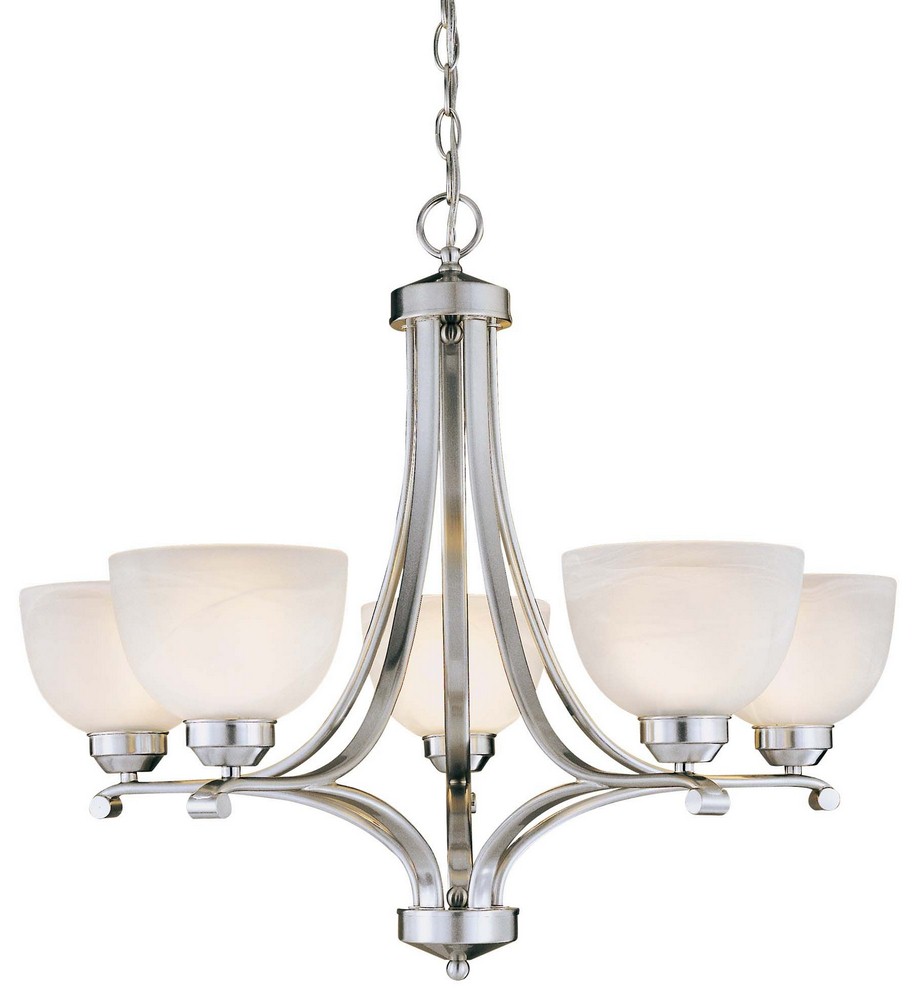 Minka Lavery-1425-84-Paradox - Chandelier 5 Light Brushed Nickel in Transitional Style - 23.5 inches tall by 27 inches wide   Brushed Nickel Finish with Etched Marble Glass