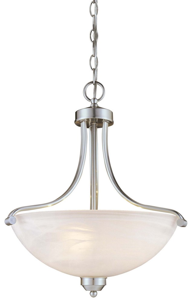 Minka Lavery-1426-84-Paradox - 3 Light Pendant in Transitional Style - 20 inches tall by 18.5 inches wide   Brushed Nickel Finish with Etched Marble Glass