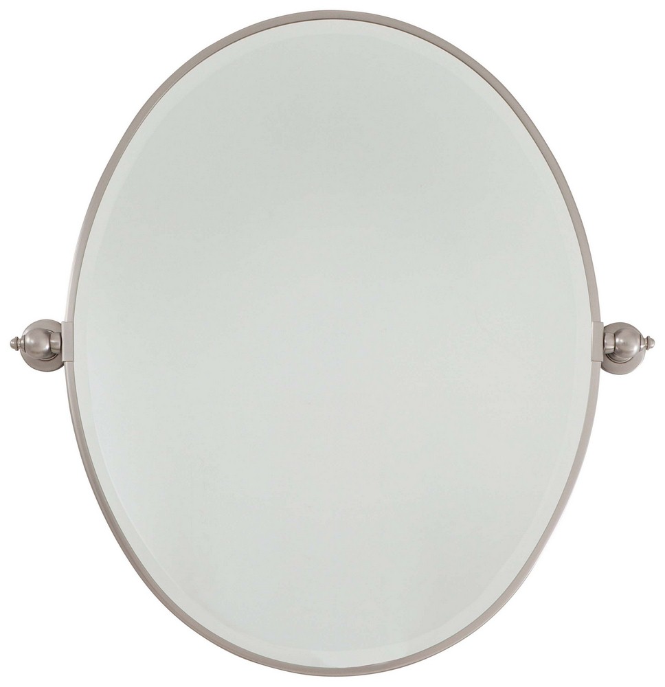 Minka Lavery-1431-84-Oval Beveled Mirror in Traditional Style - 24.5 inches tall by 19.5 inches wide   Brushed Nickel Finish with Excavation Glass