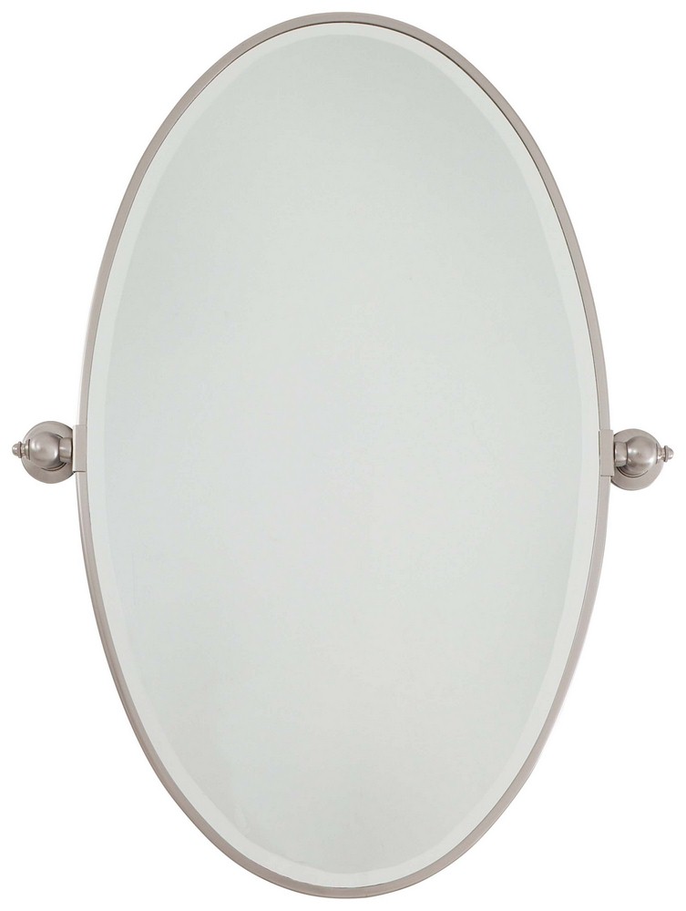Minka Lavery-1432-84-Extra Large Oval Beveled Mirror in Traditional Style - 35.75 inches tall by 27 inches wide   Brushed Nickel Finish with Excavation Glass