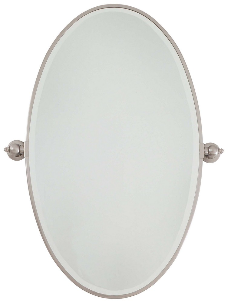 Minka Lavery-1432-84-Extra Large Oval Beveled Mirror in Traditional Style - 35.75 inches tall by 27 inches wide Brushed Nickel  Brushed Nickel Finish with Excavation Glass