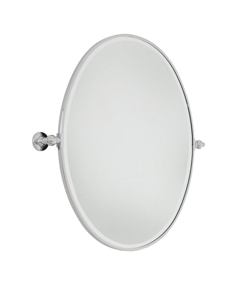 Minka Lavery-1433-77-Large Oval Beveled Mirror in Traditional Style - 31.5 inches tall by 31 inches wide   Chrome Finish with Excavation Glass