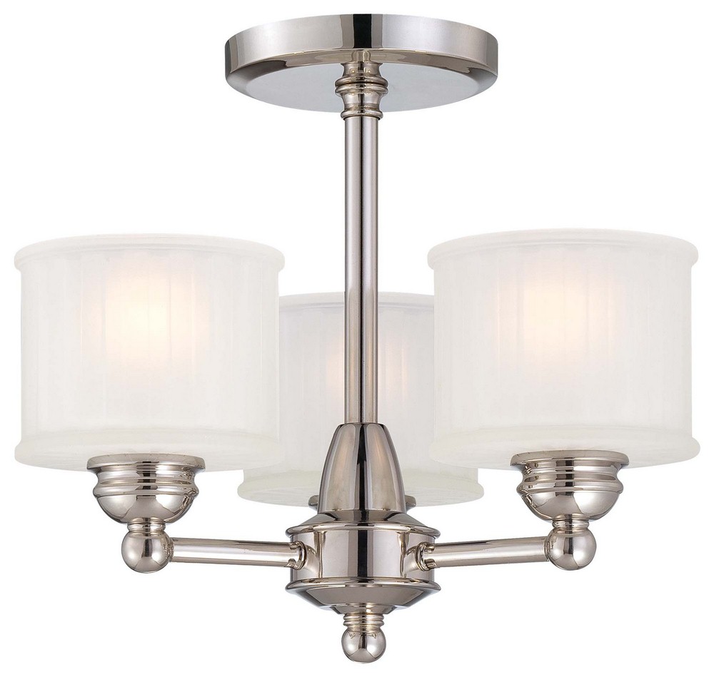 Minka Lavery-1738-613-1730 Series - 3 Light Semi-Flush Mount in Transitional Style - 13.5 inches tall by 16 inches wide   Polished Nickel Finish with Etched-Box Pleat Glass