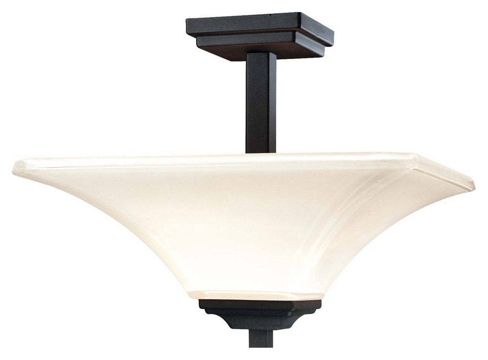 Minka Lavery-1816-66-Agilis - 2 Light Semi-Flush Mount in Contemporary Style - 12.5 inches tall by 15.5 inches wide   Black Finish with Lamina Blanca Glass
