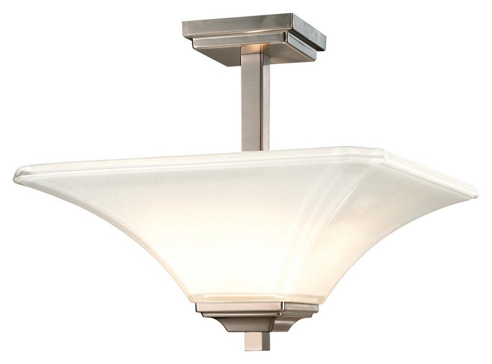 Minka Lavery-1816-84-Agilis - 2 Light Semi-Flush Mount in Contemporary Style - 12.5 inches tall by 15.5 inches wide   Brushed Nickel Finish with Lamina Blanca Glass