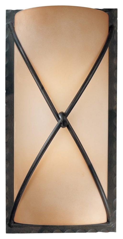 Minka Lavery-1975-1-138-Aspen - 2 Light Wall Sconce in Traditional Style - 18.5 inches tall by 9.5 inches wide   Bronze Finish with Rustic Scavo Glass