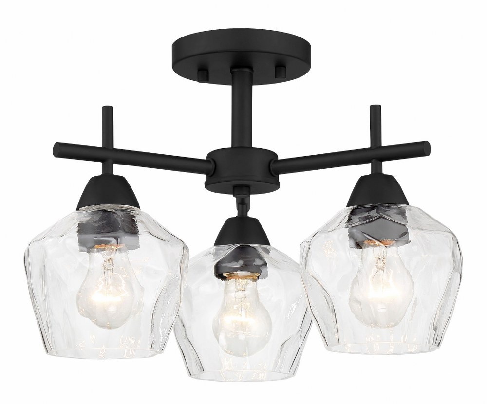 Minka Lavery-2172-66A-Camrin - 3 Light Semi-Flush Mount Coal  Coal Finish with Clear Glass