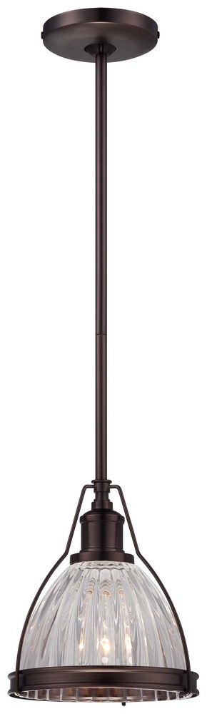 Minka Lavery-2242-267C-1 Light Mini Pendant in Traditional Style - 8.75 inches tall by 8 inches wide darkbrushedbronze  Chrome Finish with Ribbed Clear Glass