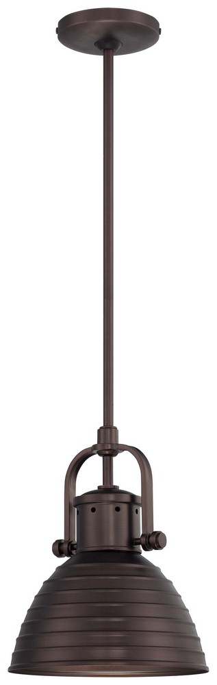 Minka Lavery-2246-281-1 Light Mini Pendant in Traditional Style - 11 inches tall by 9 inches wide Harvard Court Bronze  Polished Nickel Finish
