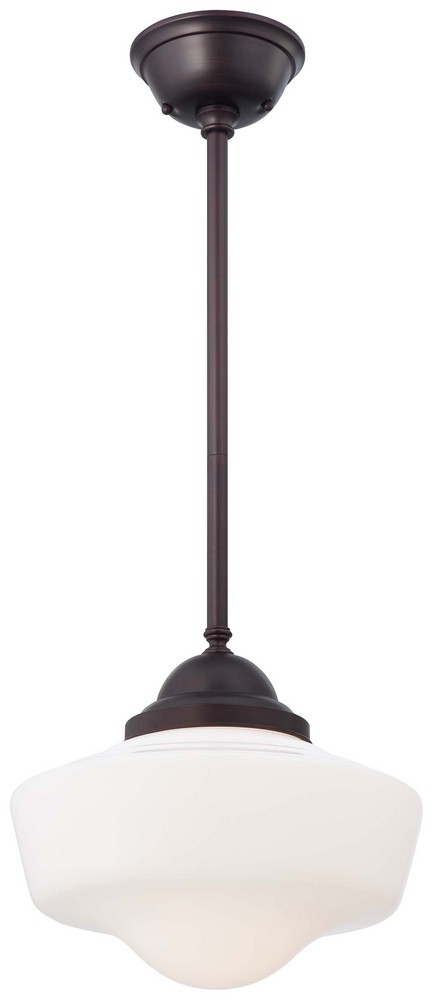 Minka Lavery-2256-576-1 Light Pendant in Traditional Style - 12.25 inches tall by 13.75 inches wide   Brushed Bronze Finish with Opal Glass