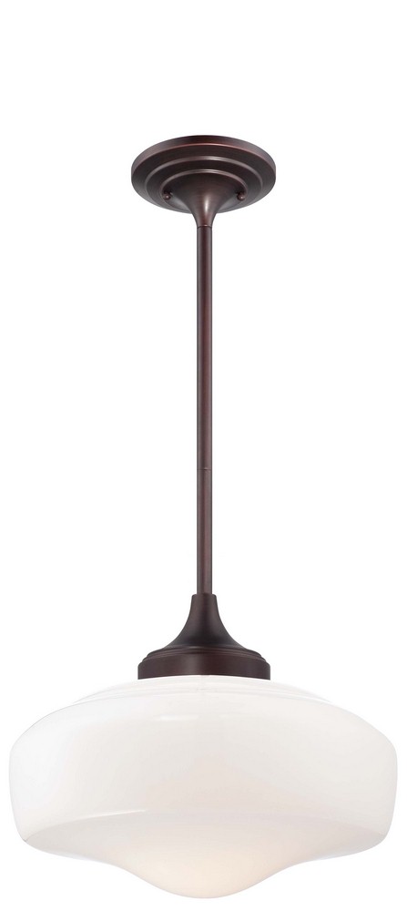 Minka Lavery-2258-576-1 Light Pendant in Traditional Style - 13.25 inches tall by 17.25 inches wide   Brushed Bronze Finish with Opal Glass