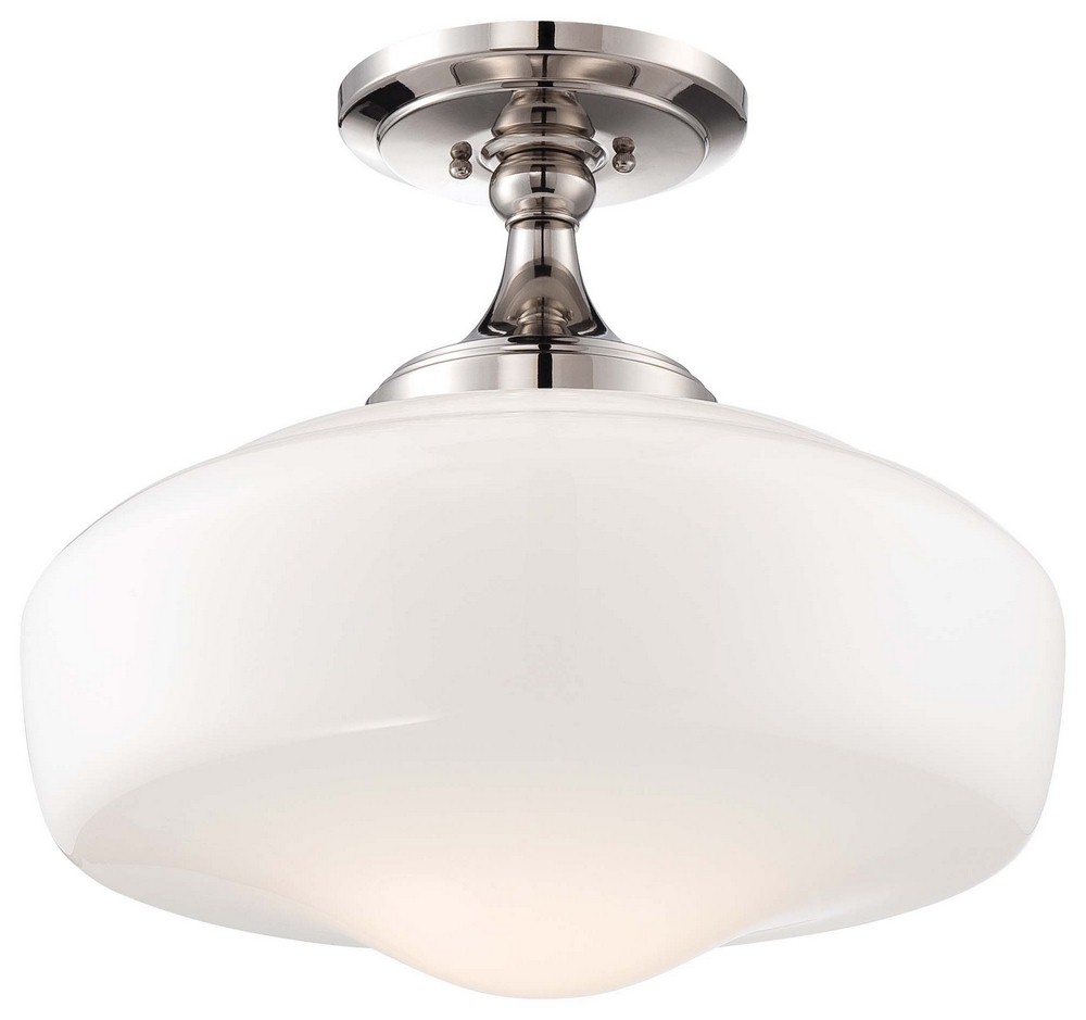 Minka Lavery-2259-613-1 Light Semi-Flush Mount in Traditional Style - 15.5 inches tall by 17.25 inches wide   Polished Nickel Finish with Opal Glass with Eidolon Krystal Crystal