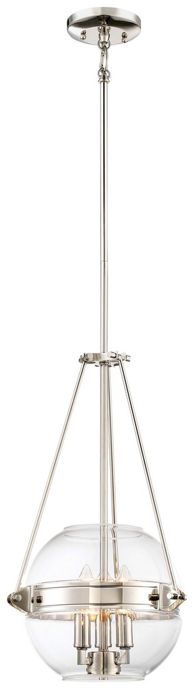 Minka Lavery-2290-613-Atrio - 3 Light Pendant in Transitional Style - 20 inches tall by 12 inches wide Polished Nickel  Polished Nickel Finish with Clear Glass