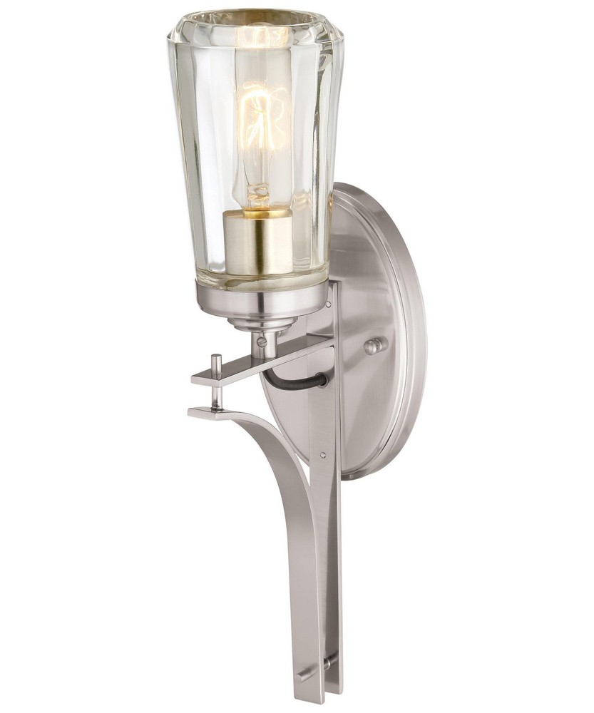 Minka Lavery-2301-84-Poleis - 1 Light Wall Sconce in Transitional Style - 16 inches tall by 5.5 inches wide   Brushed Nickel Finish with Clear Glass