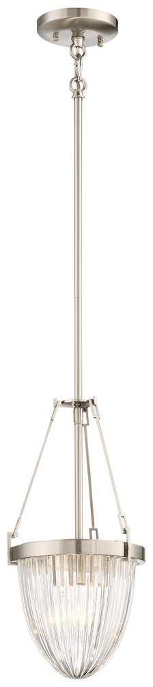 Minka Lavery-2321-84-Atrio - 1 Light Pendant in Transitional Style - 16 inches tall by 8.25 inches wide   Brushed Nickel Finish with Clear Halophane Glass