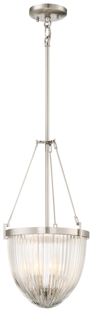 Minka Lavery-2323-84-Atrio - 3 Light Pendant in Transitional Style - 21 inches tall by 11.25 inches wide   Brushed Nickel Finish with Clear Halophane Glass