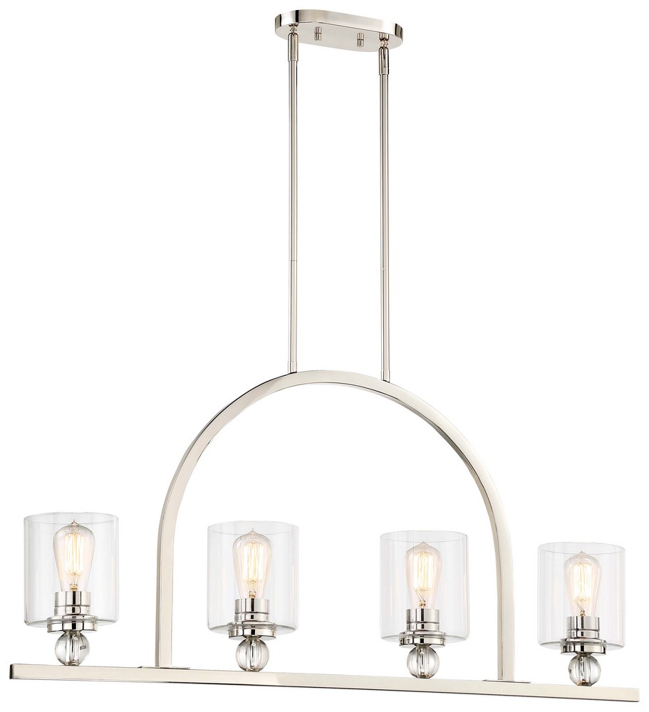 Minka Lavery-3074-613-Studio 5 - 4 Light Island in Transitional Style - 18.75 inches tall by 5 inches wide Polished Nickel  Polished Nickel Finish with Clear Glass