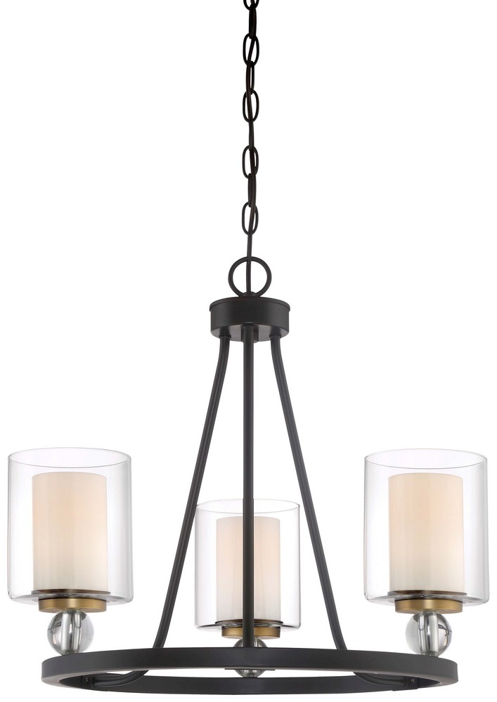 Minka Lavery-3077-416-Studio 5 - Chandelier 3 Light Painted Bronze/Natural Brushed Brass in Transitional Style - 19 inches tall by 22 inches wide Painted Bronze/Natural Brushed Brass  Polished Nickel 