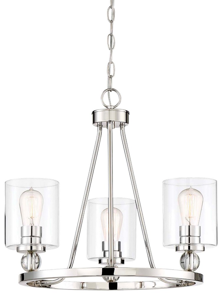 Minka Lavery-3077-613-Studio 5 - Chandelier 3 Light Painted Bronze/Natural Brushed Brass in Transitional Style - 19 inches tall by 22 inches wide Polished Nickel  Polished Nickel Finish with Clear/Etc