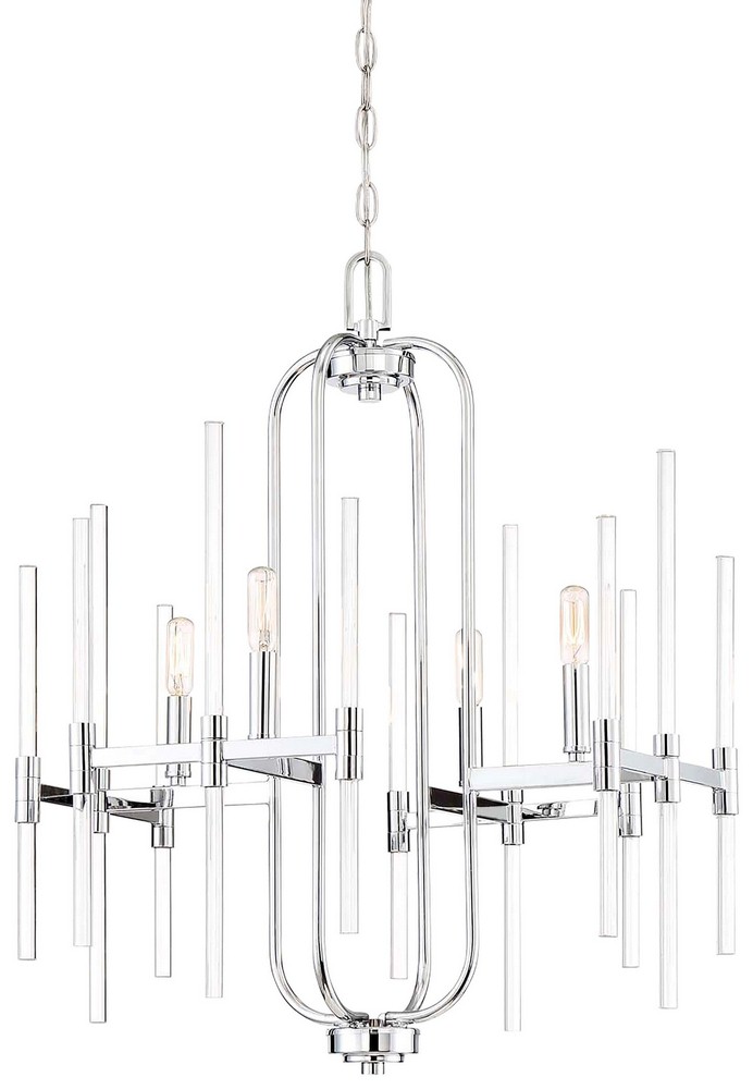 Minka Lavery-3094-77-Pillar - Chandelier 4 Light Chrome in Transitional Style - 27.75 inches tall by 22 inches wide   Chrome Finish