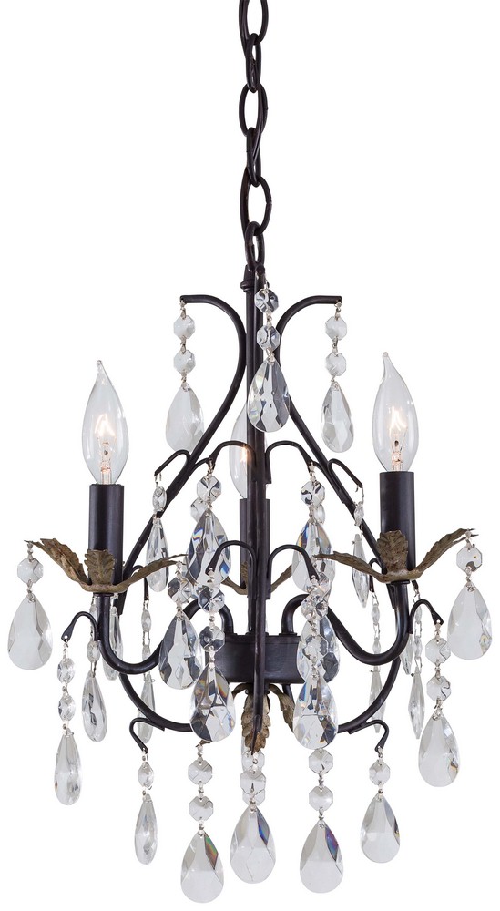 Minka Lavery-3122-301-Mini Chandelier 3 Light Castlewood Walnut/Silver in Traditional Style - 18.25 inches tall by 13.25 inches wide   Castlewood Walnut/Silver Finish