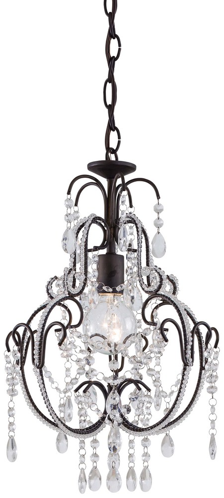 Minka Lavery-3123-489-Mini Chandelier 1 Light Westport Silver in Traditional Style - 20 inches tall by 12.5 inches wide Taylor Bronze  Taylor Bronze Finish with Fluted Piastra Glass