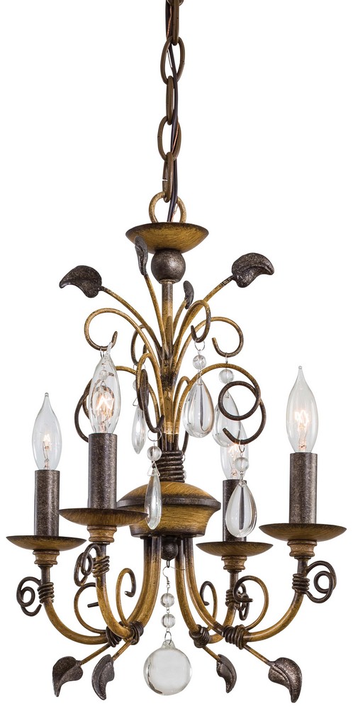 Minka Lavery-3127-126-Mini Chandelier 4 Light Belcaro Walnut in Traditional Style - 16 inches tall by 12.5 inches wide   Belcaro Walnut Finish with Fluted Piastra Glass