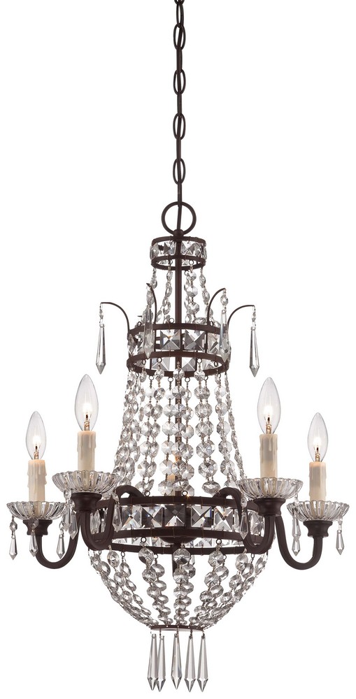 Minka Lavery-3136-167B-Mini Chandelier 5 Light Kinston Bronze in Traditional Style - 22.5 inches tall by 22 inches wide   Deep Lathan Bronze Finish