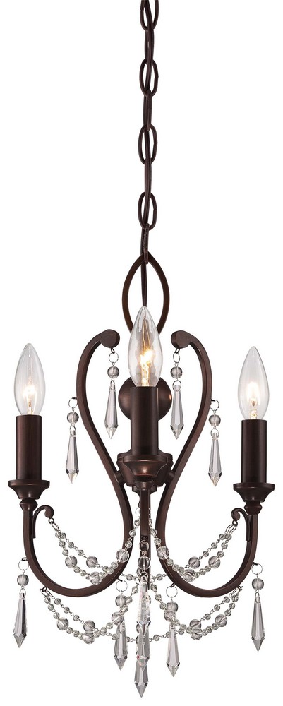 Minka Lavery-3138-284-Mini Chandelier 3 Light Vintage Bronze in Traditional Style - 16.5 inches tall by 11.5 inches wide   Vintage Bronze Finish