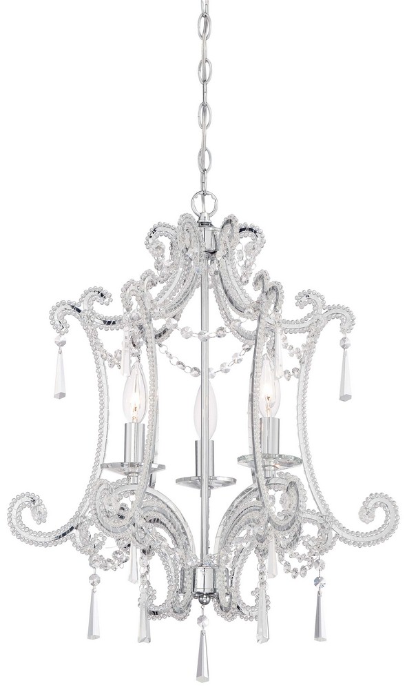 Minka Lavery-3152-77-Mini Chandelier 3 Light Chrome in Traditional Style - 23 inches tall by 19 inches wide   Chrome Finish