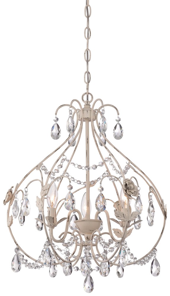 Minka Lavery-3154-648-Mini Chandelier 3 Light Provencal Blanc in Traditional Style - 22.25 inches tall by 17.75 inches wide   Provencal Blanc Finish