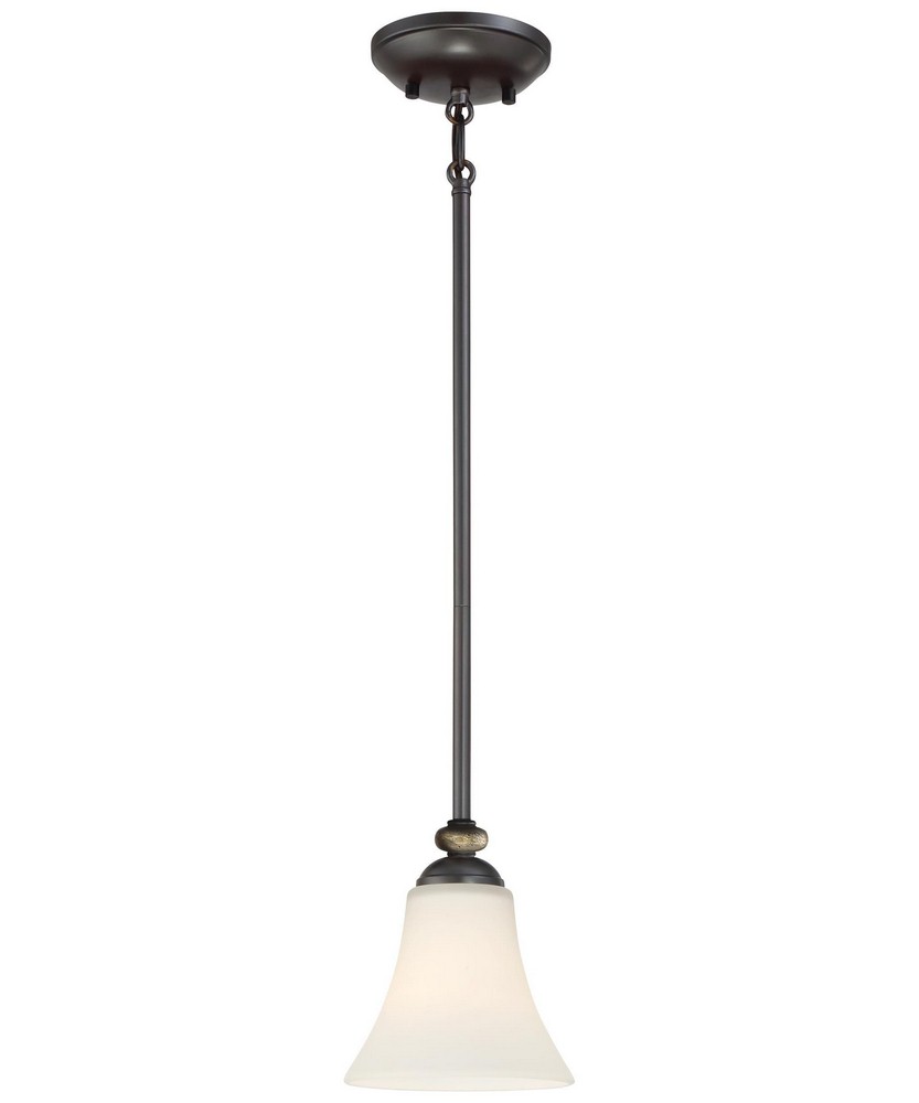 Minka Lavery-3281-589-Shadowglen - 1 Light Mini Pendant in Transitional Style - 7 inches tall by 6.25 inches wide   Lathan Bronze/Gold Finish with Etched White Glass