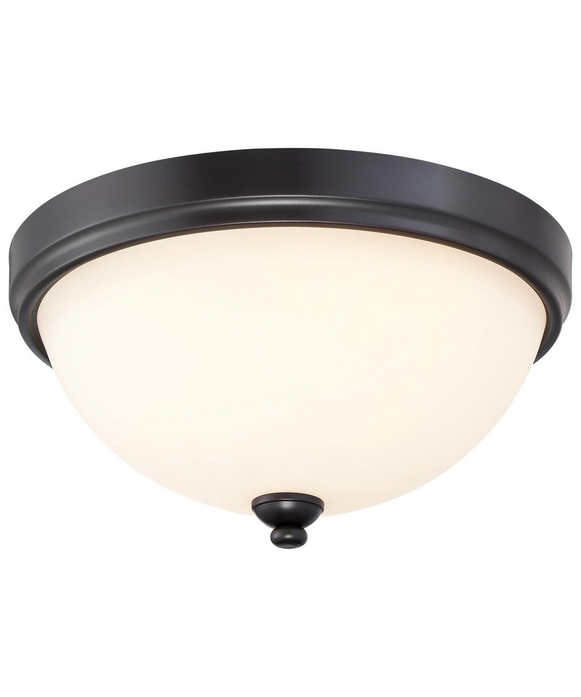 Minka Lavery-3288-589-Shadowglen - 3 Light Flush Mount in Transitional Style - 7.5 inches tall by 15 inches wide   Lathan Bronze/Gold Finish with Etched White Glass
