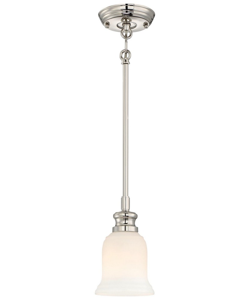 Minka Lavery-3290-613-Audrey&#039;s Point - 1 Light Mini Pendant in Transitional Style - 8.5 inches tall by 5.5 inches wide   Polished Nickel Finish with Etched Opal Glass