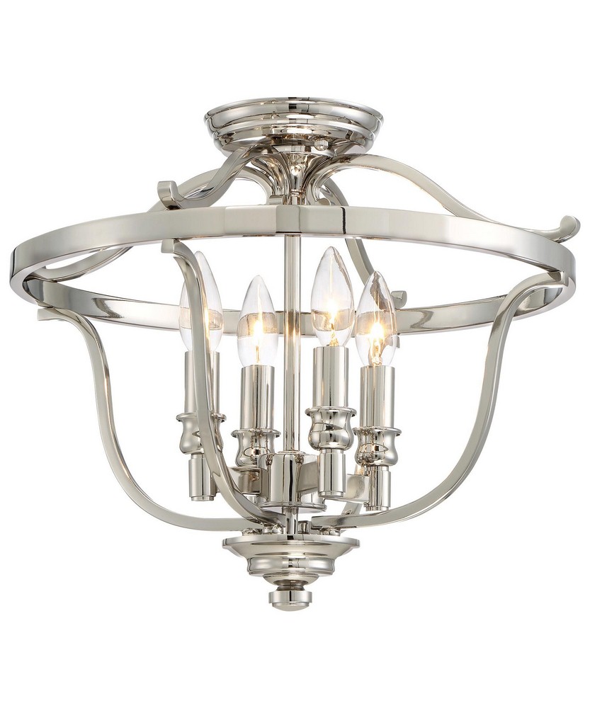Minka Lavery-3296-613-Audreys Point - 4 Light Semi-Flush Mount in Transitional Style - 14.25 inches tall by 17.25 inches wide   Polished Nickel Finish