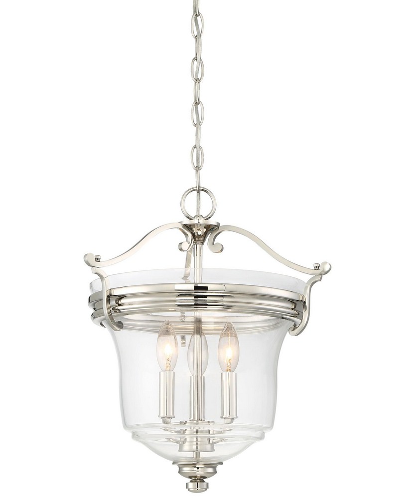 Minka Lavery-3297-613-Audreys Point - 3 Light Convertible Semi-Flush Mount in Transitional Style - 17.5 inches tall by 15.5 inches wide   Polished Nickel Finish with Clear Glass