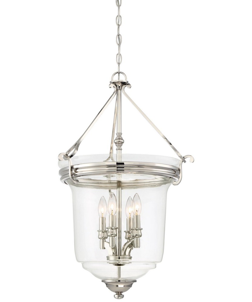 Minka Lavery-3298-613-Audreys Point - 4 Light Convertible Semi-Flush Mount in Transitional Style - 30.25 inches tall by 19.75 inches wide   Polished Nickel Finish with Clear Glass