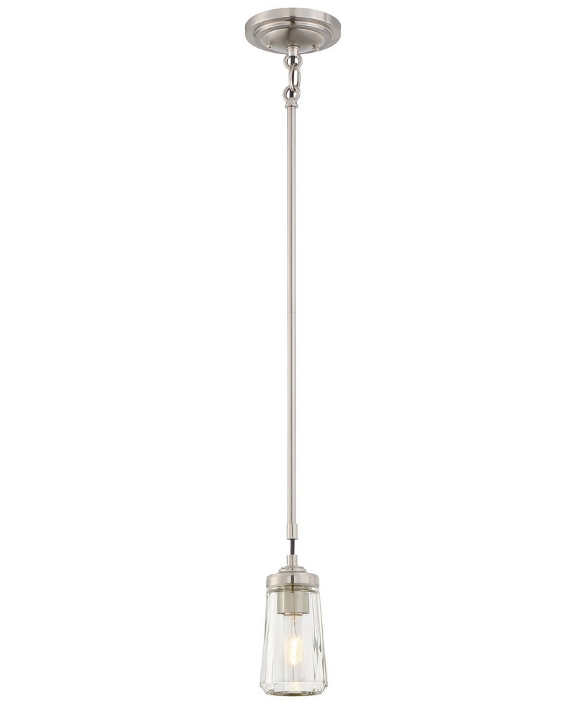 Minka Lavery-3301-84-Poleis - 1 Light Mini Pendant in Transitional Style - 9.25 inches tall by 3.75 inches wide   Brushed Nickel Finish with Clear Glass