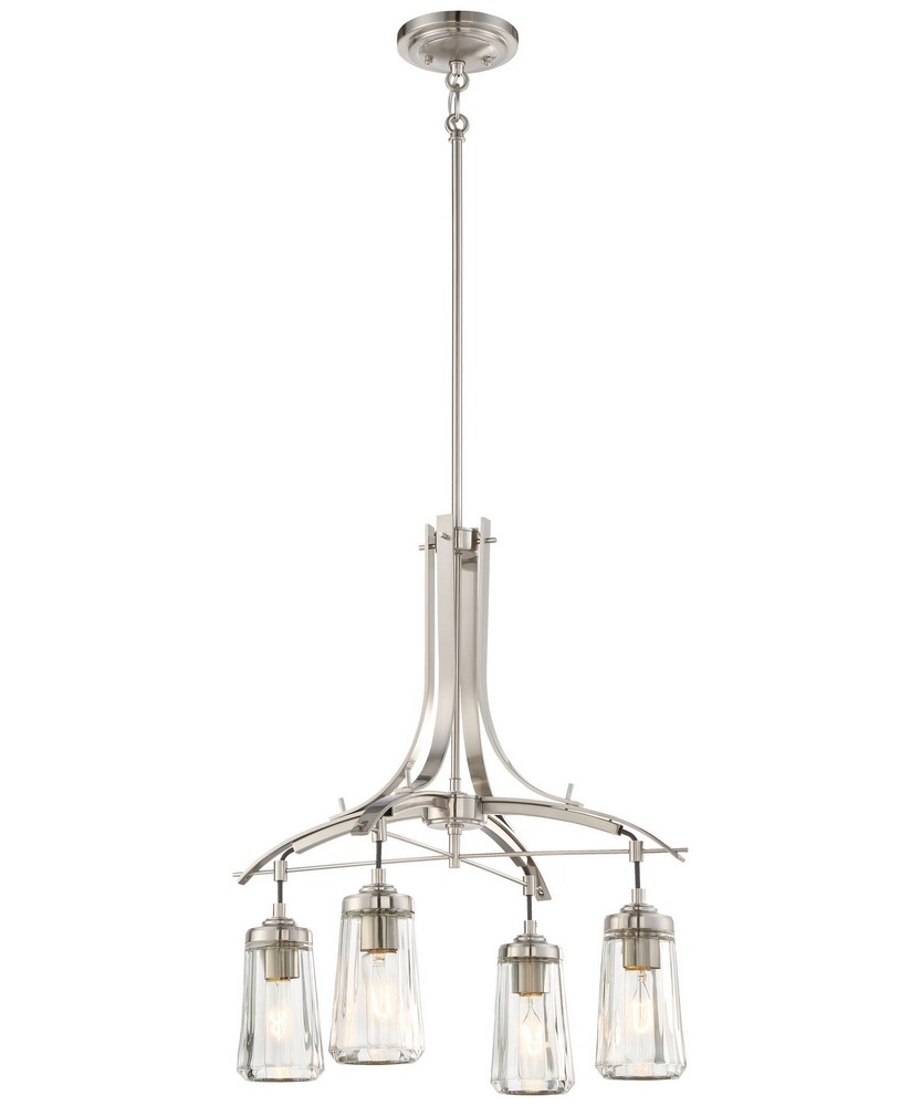 Minka Lavery-3304-84-Poleis - Chandelier 4 Light Brushed Nickel in Transitional Style - 23.75 inches tall by 21 inches wide   Brushed Nickel Finish with Clear Glass