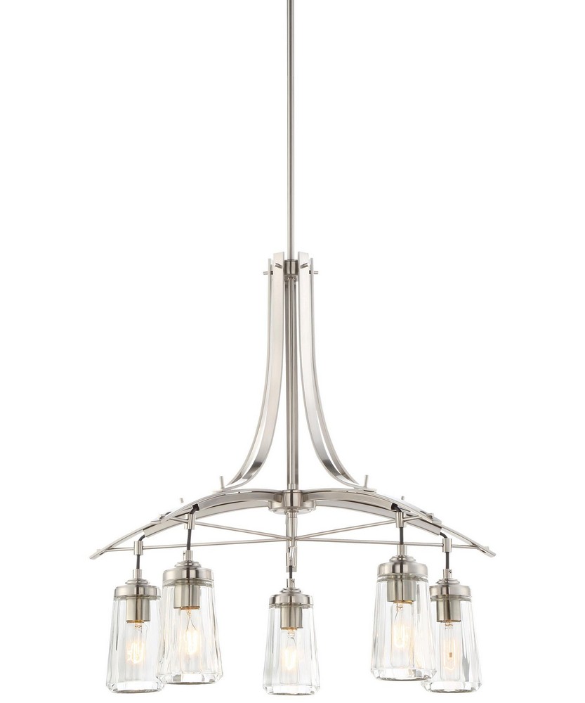 Minka Lavery-3305-84-Poleis - Chandelier 5 Light Brushed Nickel in Transitional Style - 26.5 inches tall by 26.5 inches wide   Brushed Nickel Finish with Clear Glass