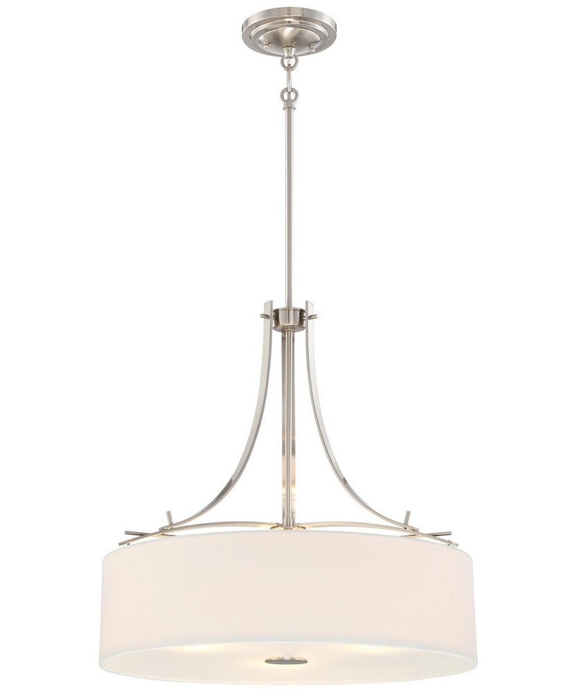 Minka Lavery-3308-84-Poleis - Drum Pendant 3 Light White Linen Fabric in Transitional Style - 20 inches tall by 20 inches wide   Brushed Nickel Finish with White Linen Fabric Shade
