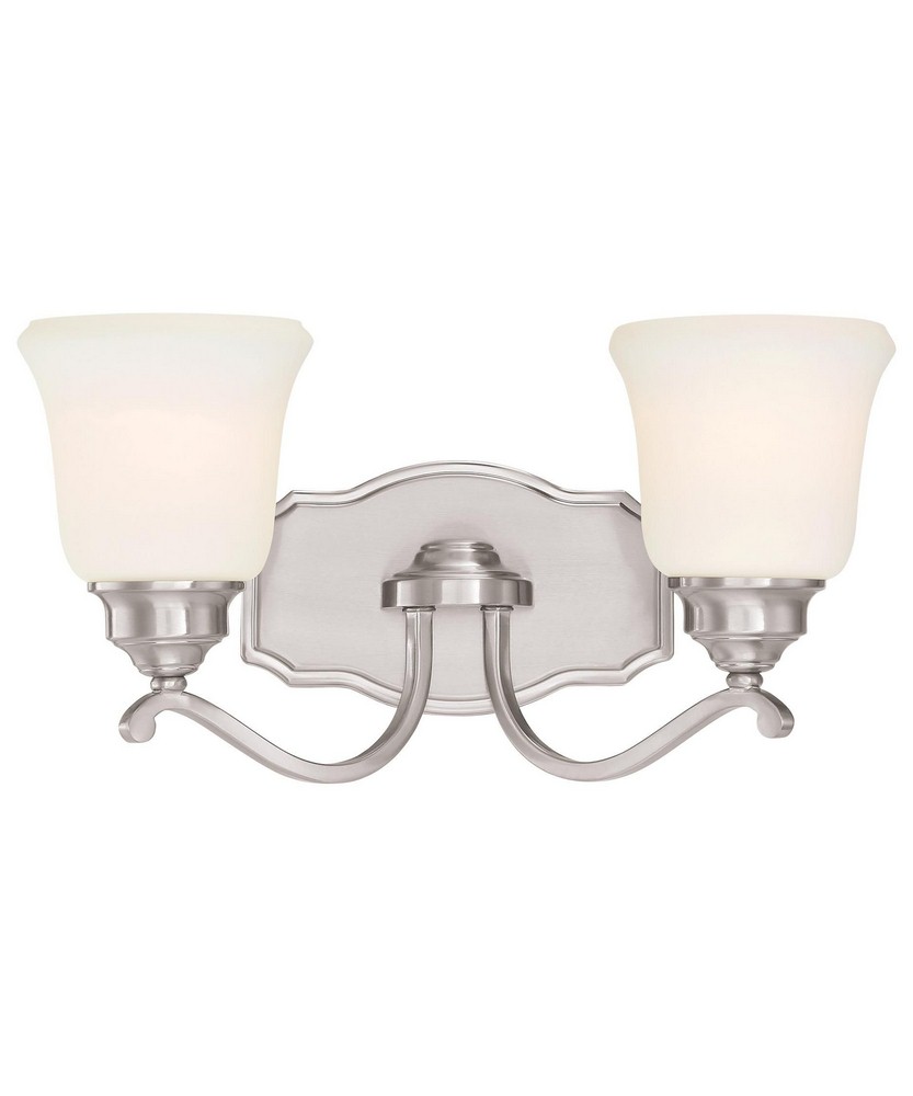 Minka Lavery-3322-84-Savannah Row - 2 Light Traditional Bath Vanity in Traditional Style - 8.25 inches tall by 18 inches wide   Brushed Nickel Finish with Etched Opal Glass