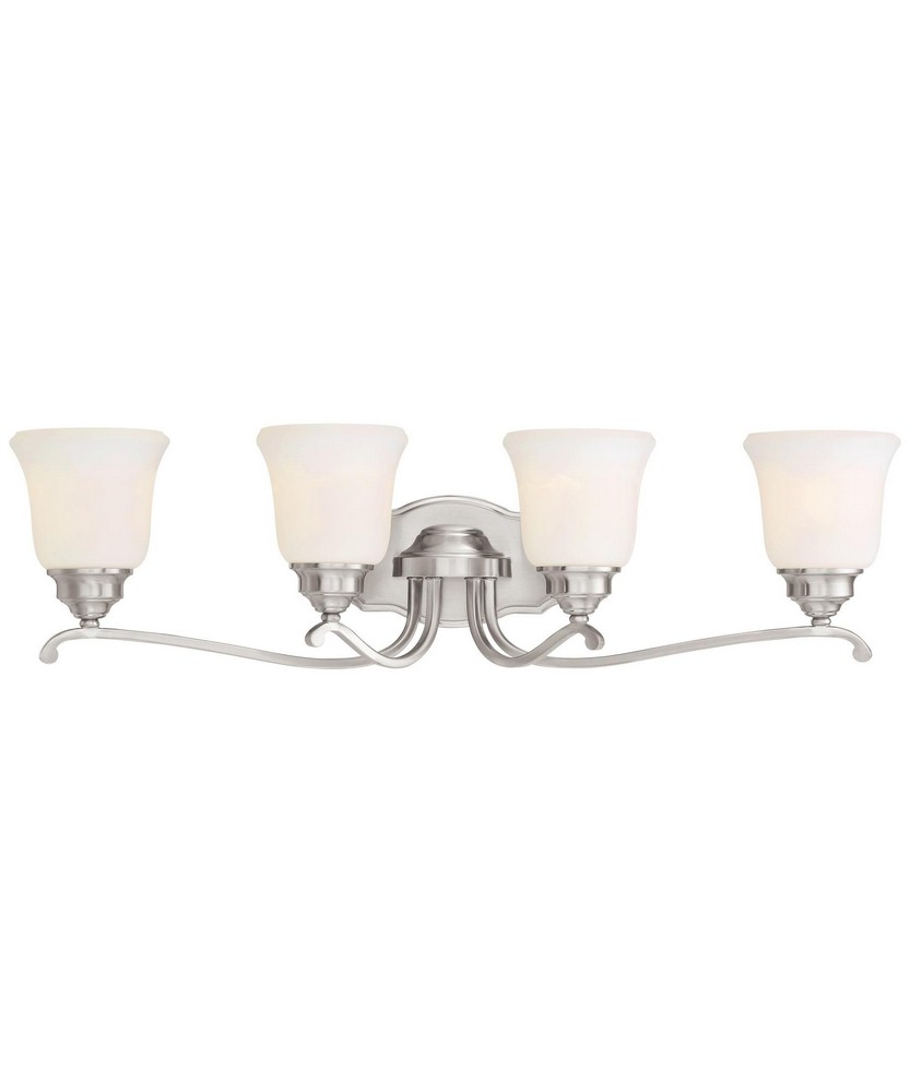 Minka Lavery-3324-84-Savannah Row - 4 Light Traditional Bath Vanity in Traditional Style - 8.25 inches tall by 31 inches wide   Brushed Nickel Finish with Clear Glass