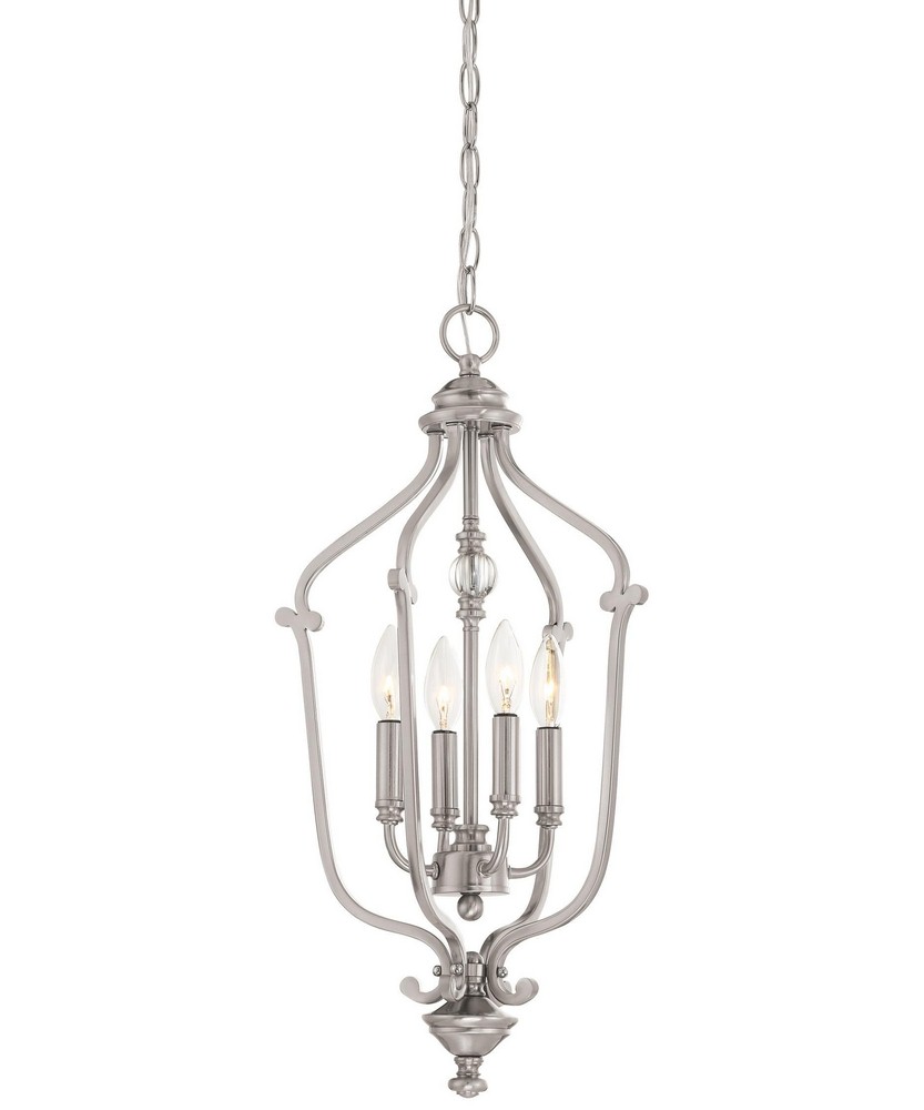 Minka Lavery-3331-84-Savannah Row - Chandelier 4 Light Brushed Nickel in Traditional Style - 24.5 inches tall by 13 inches wide   Brushed Nickel Finish with Clear Glass