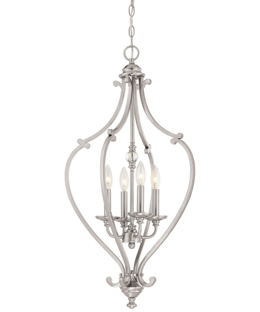 Minka Lavery-3333-84-Savannah Row - Chandelier 4 Light Brushed Nickel in Traditional Style - 31.25 inches tall by 17.25 inches wide   Brushed Nickel Finish with Clear Glass