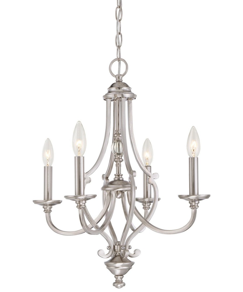 Minka Lavery-3334-84-Savannah Row - Chandelier 4 Light Brushed Nickel in Traditional Style - 22.5 inches tall by 20 inches wide   Brushed Nickel Finish with Clear Glass