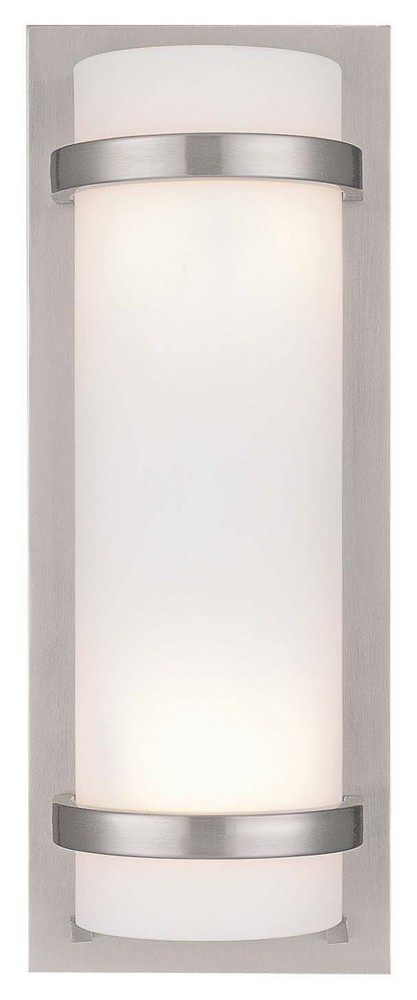 Minka Lavery-341-84-2 Light Wall Sconce in Contemporary Style - 17.25 inches tall by 6.75 inches wide   Brushed Nickel Finish with Etched White Glass